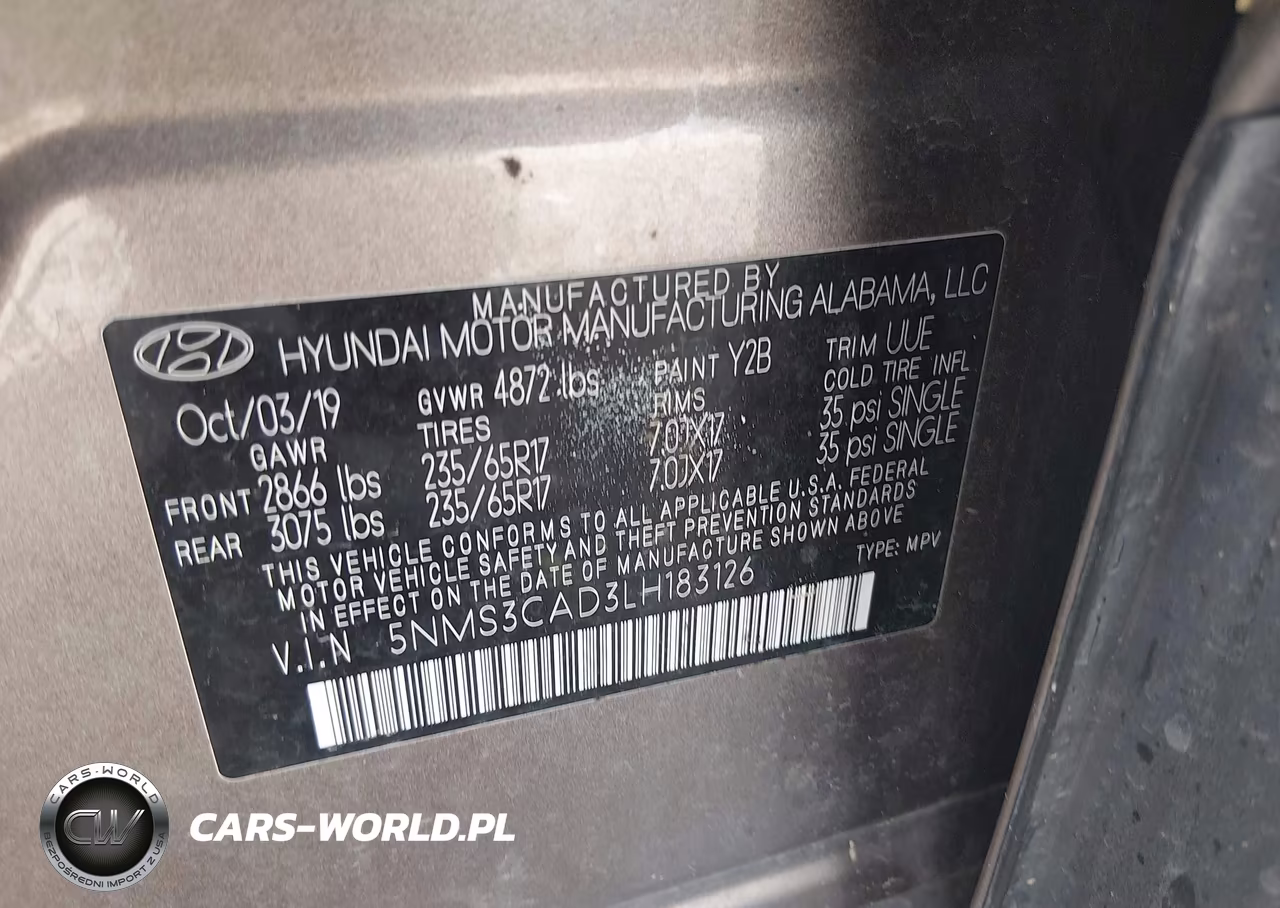 2020 Hyundai Santa Fe Sel VIN:5NMS3CAD3LH183126 - 9