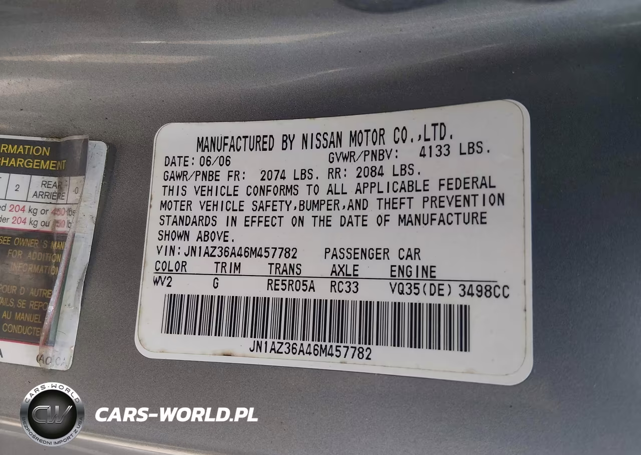2006 Nissan 350Z Enthusiast VIN:JN1AZ36A46M457782 - 9