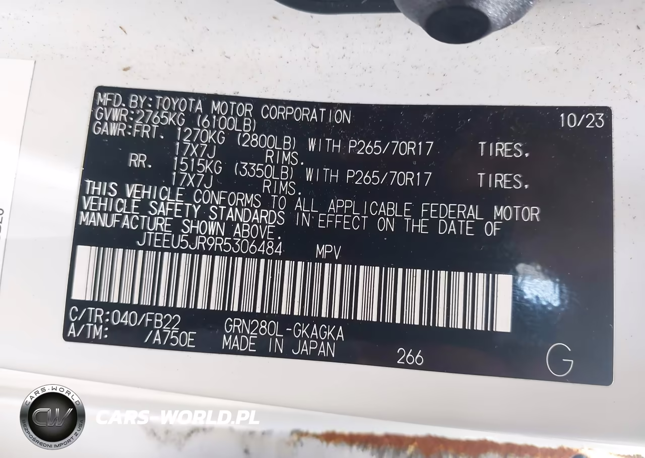 2024 Toyota 4Runner Sr5 VIN:JTEEU5JR9R5306484 - 9