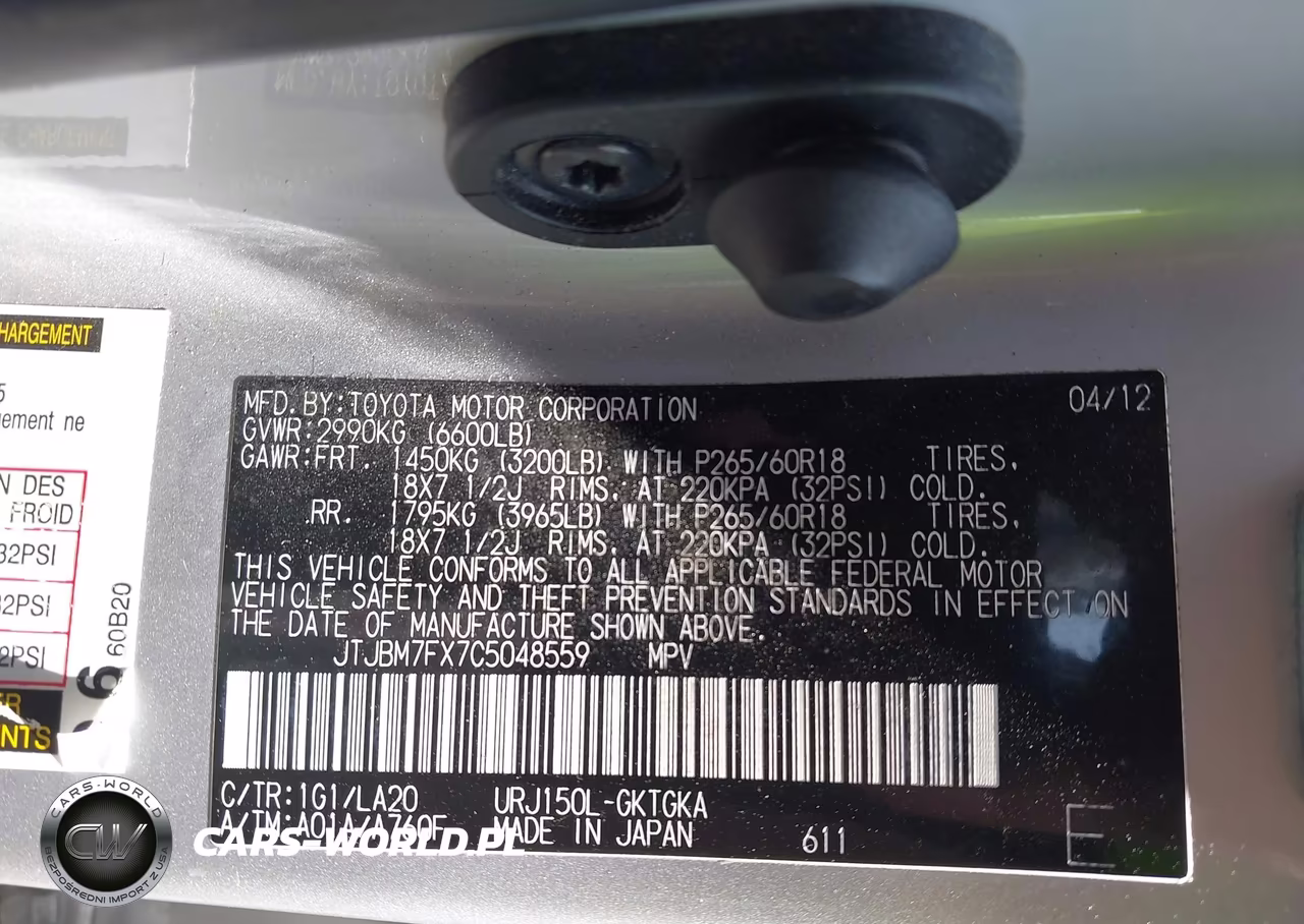 2012 Lexus Gx 460 VIN:JTJBM7FX7C5048559 - 9