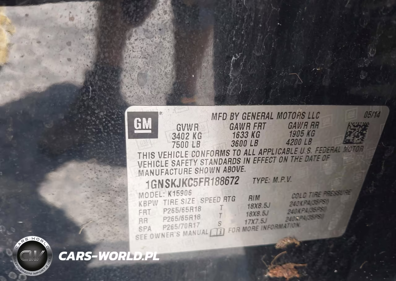 2015 Chevrolet Suburban Lt VIN:1GNSKJKC5FR188672 - 9