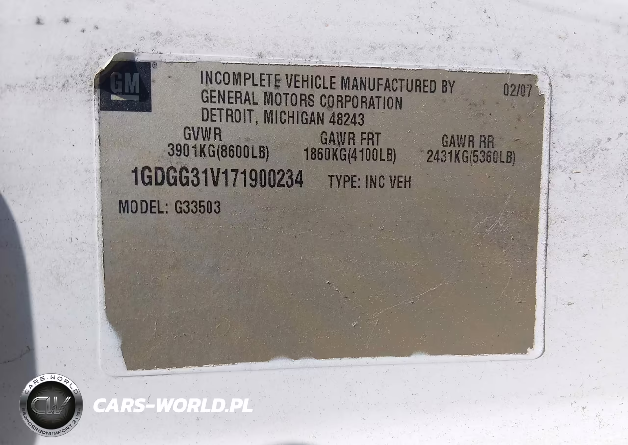 2007 GMC Savana Cutaway Work Van VIN:1GDGG31V171900234 - 8
