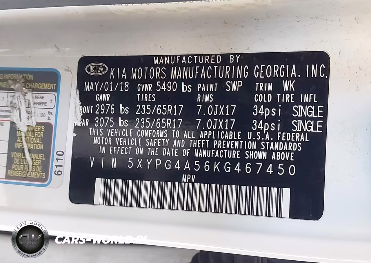2019 Kia Sorento 3.3L Lx VIN:5XYPG4A56KG467450 - 9
