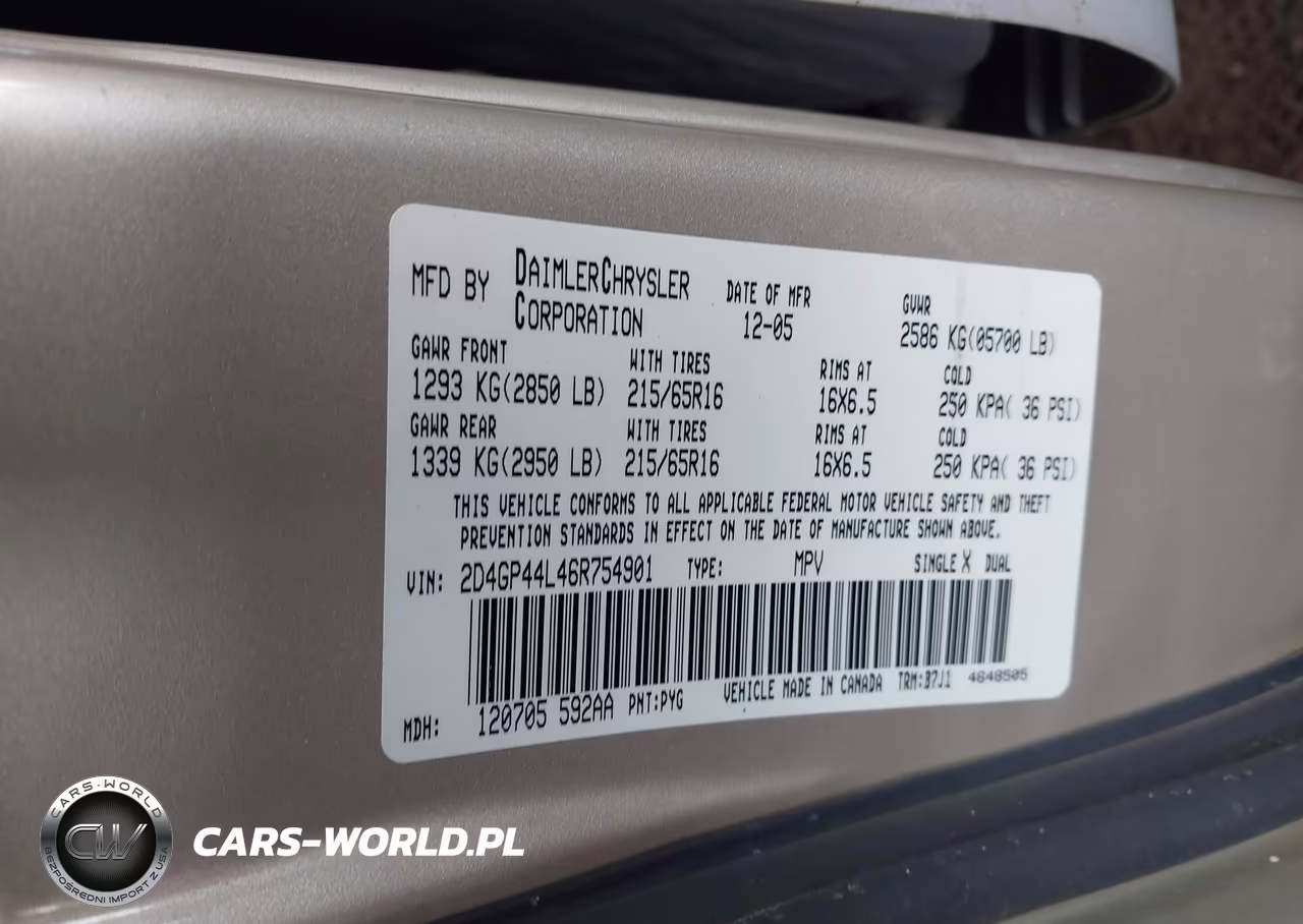 2006 Dodge Grand Caravan Sxt VIN:2D4GP44L46R754901 - 9