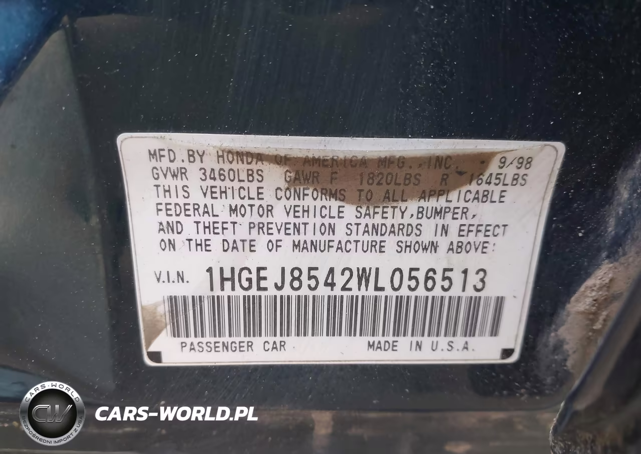 1998 Honda Civic Ex VIN:1HGEJ8542WL056513 - 9