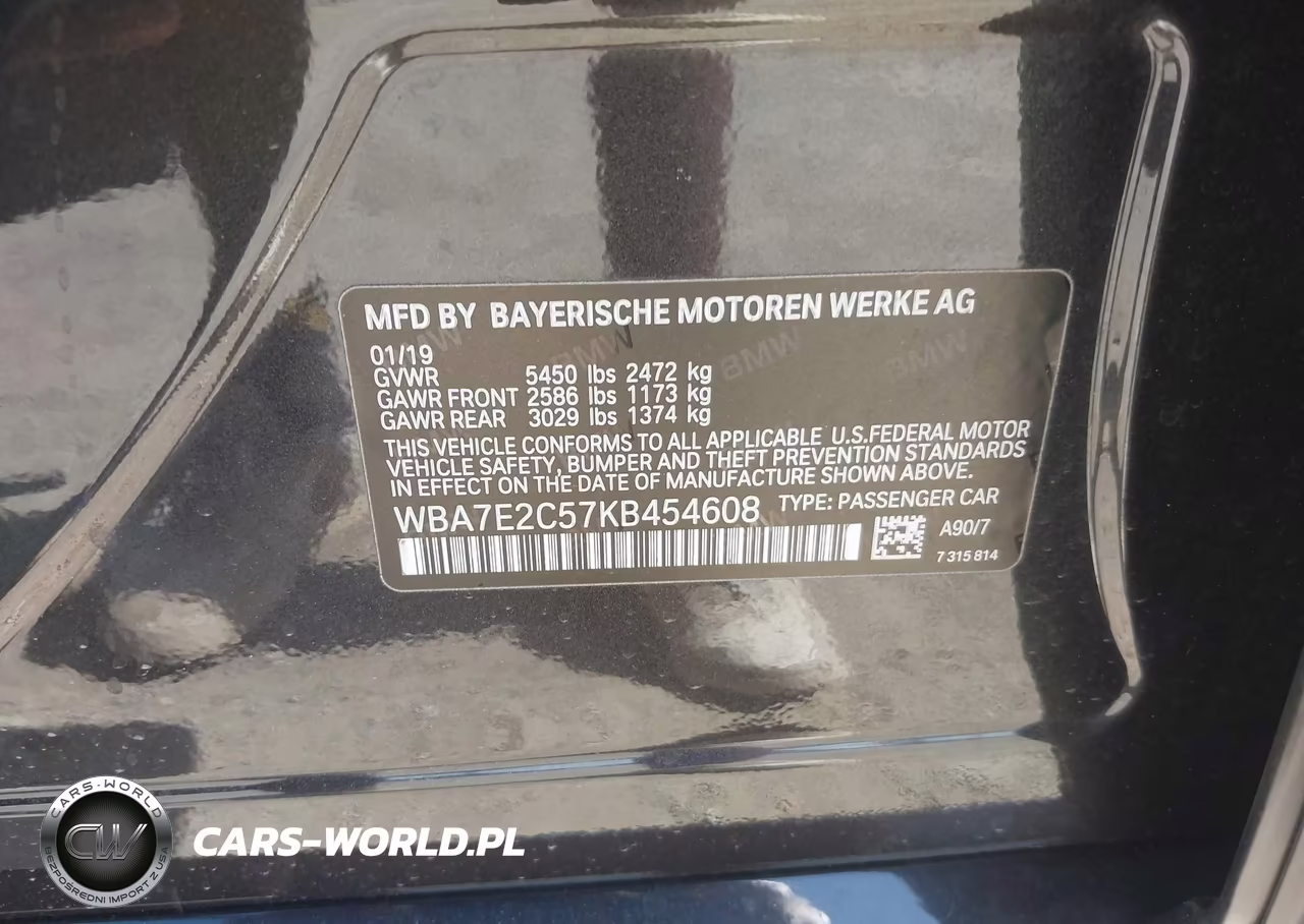 2019 BMW 740I VIN:WBA7E2C57KB454608 - 9