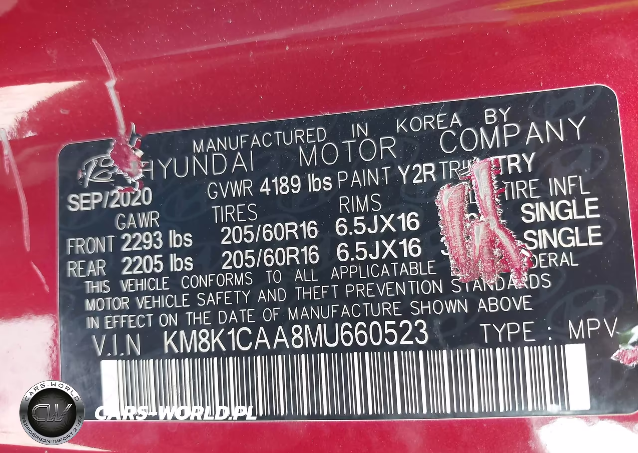 2021 Hyundai Kona Se VIN:KM8K1CAA8MU660523 - 9