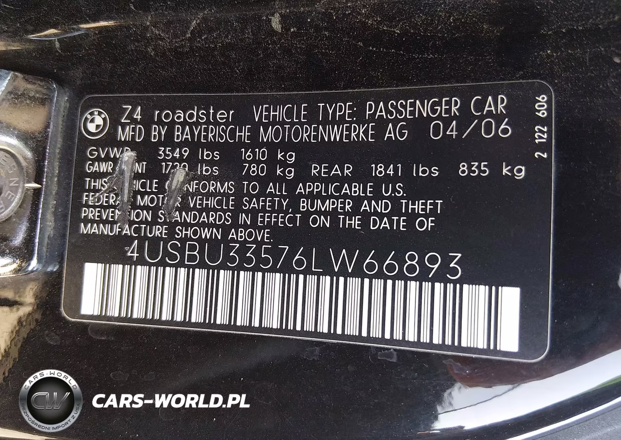 2006 BMW Z4 3.0I VIN:4USBU33576LW66893 - 9