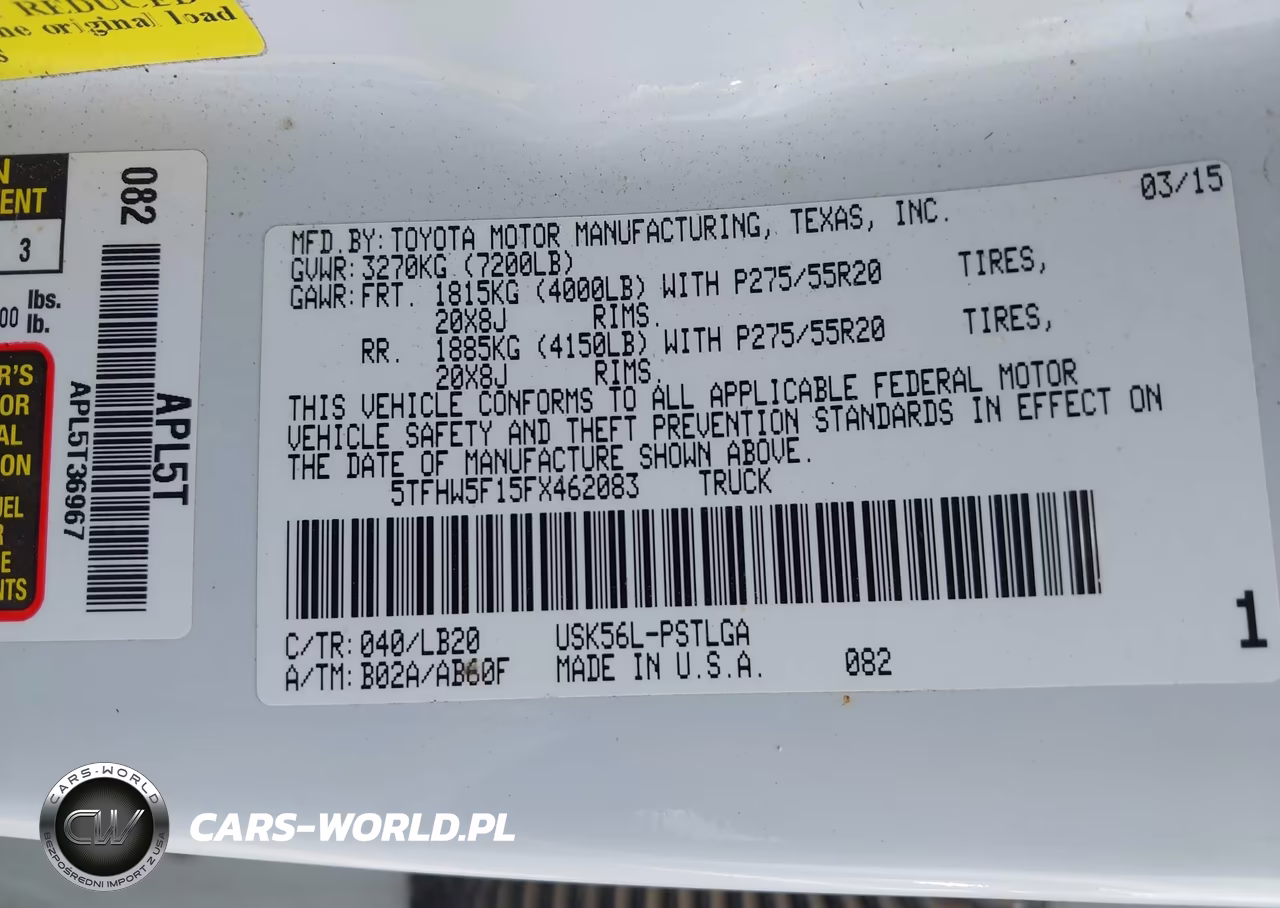 2015 Toyota Tundra Limited 5.7L V8 VIN:5TFHW5F15FX462083 - 9