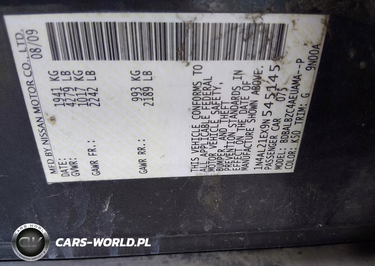 2009 Nissan Altima 2.5 S VIN:1N4AL21EX9N545145 - 9