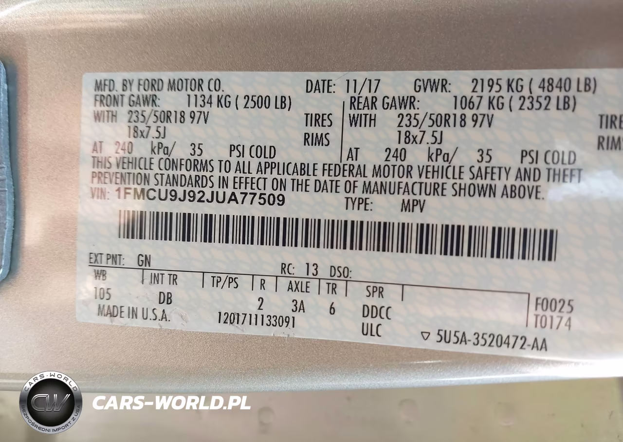 2018 Ford Escape Titanium VIN:1FMCU9J92JUA77509 - 9
