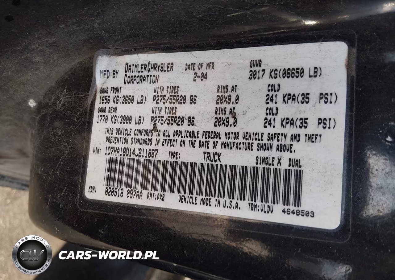2004 Dodge Ram 1500 Slt-Laramie VIN:1D7HA18D14J211887 - 9