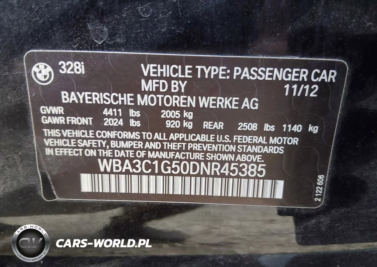 2013 BMW 328I VIN:WBA3C1G50DNR45385 - 9