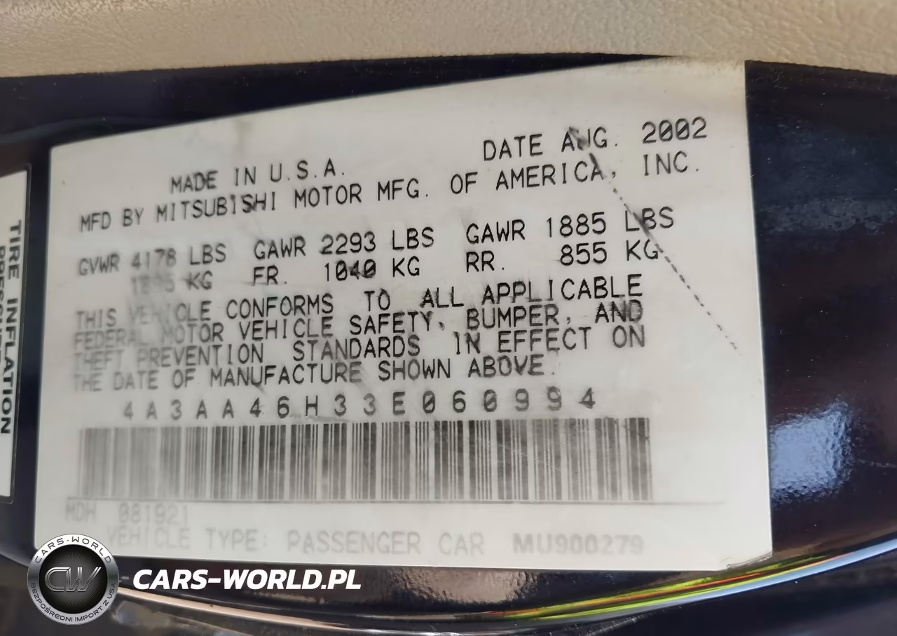2003 Mitsubishi Galant Es V6-Gtz-Ls V6 VIN:4A3AA46H33E060994 - 9