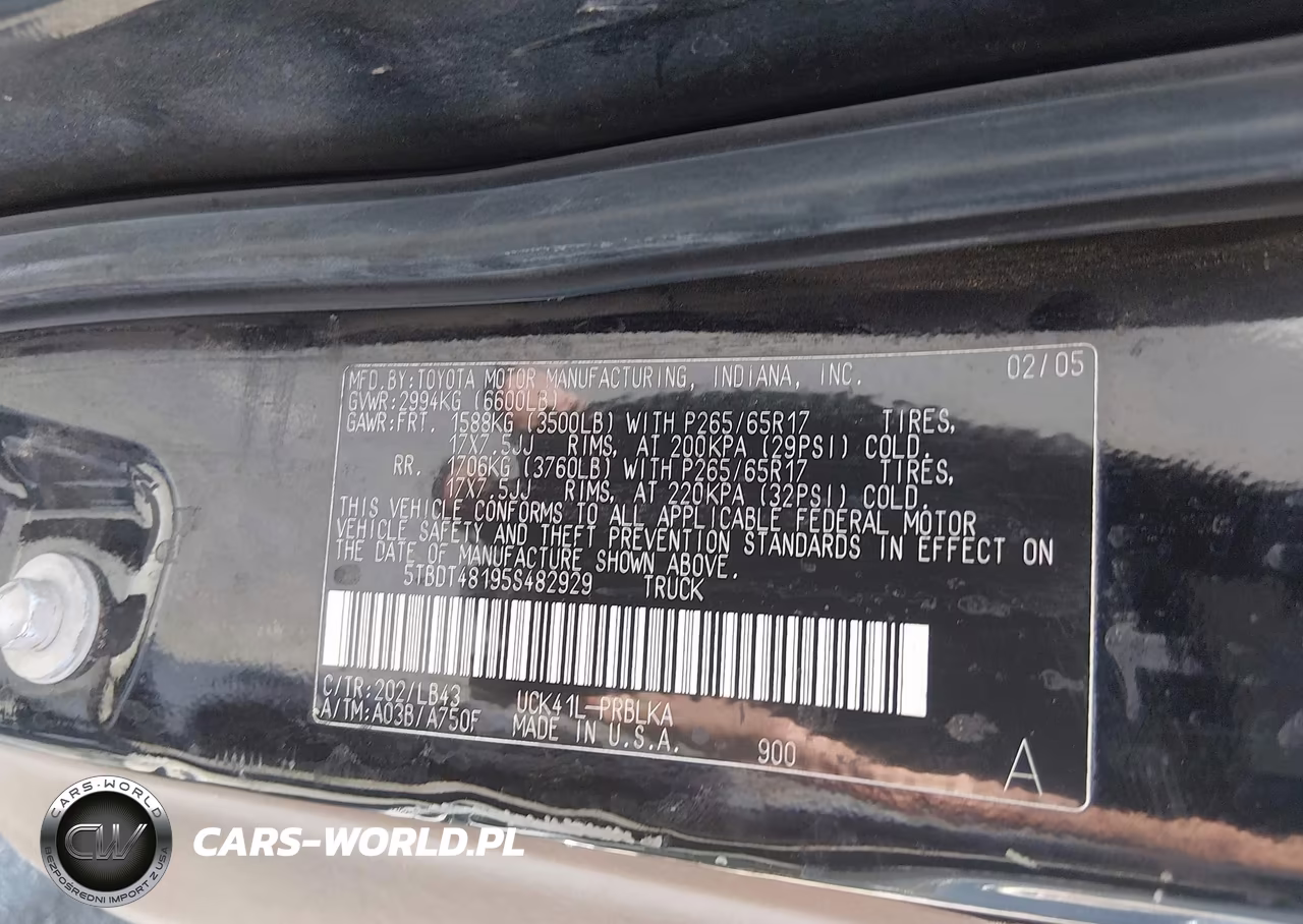2005 Toyota Tundra Limited V8 VIN:5TBDT48195S482929 - 9