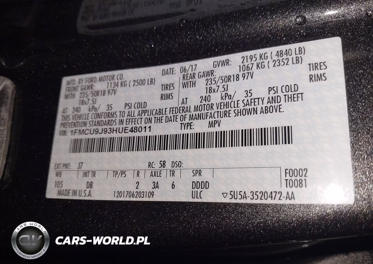 2017 Ford Escape Titanium VIN:1FMCU9J93HUE48011 - 9