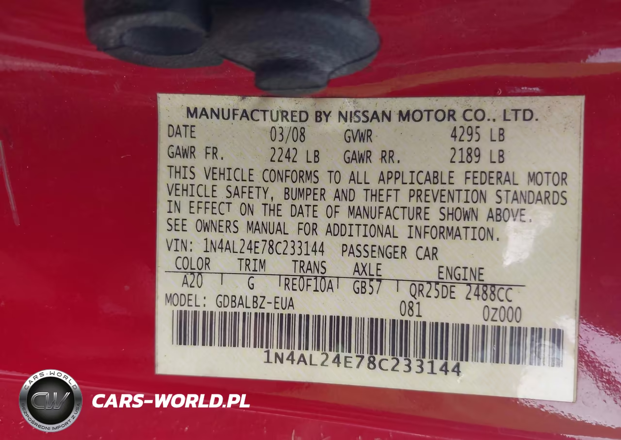 2008 Nissan Altima 2.5 S VIN:1N4AL24E78C233144 - 9