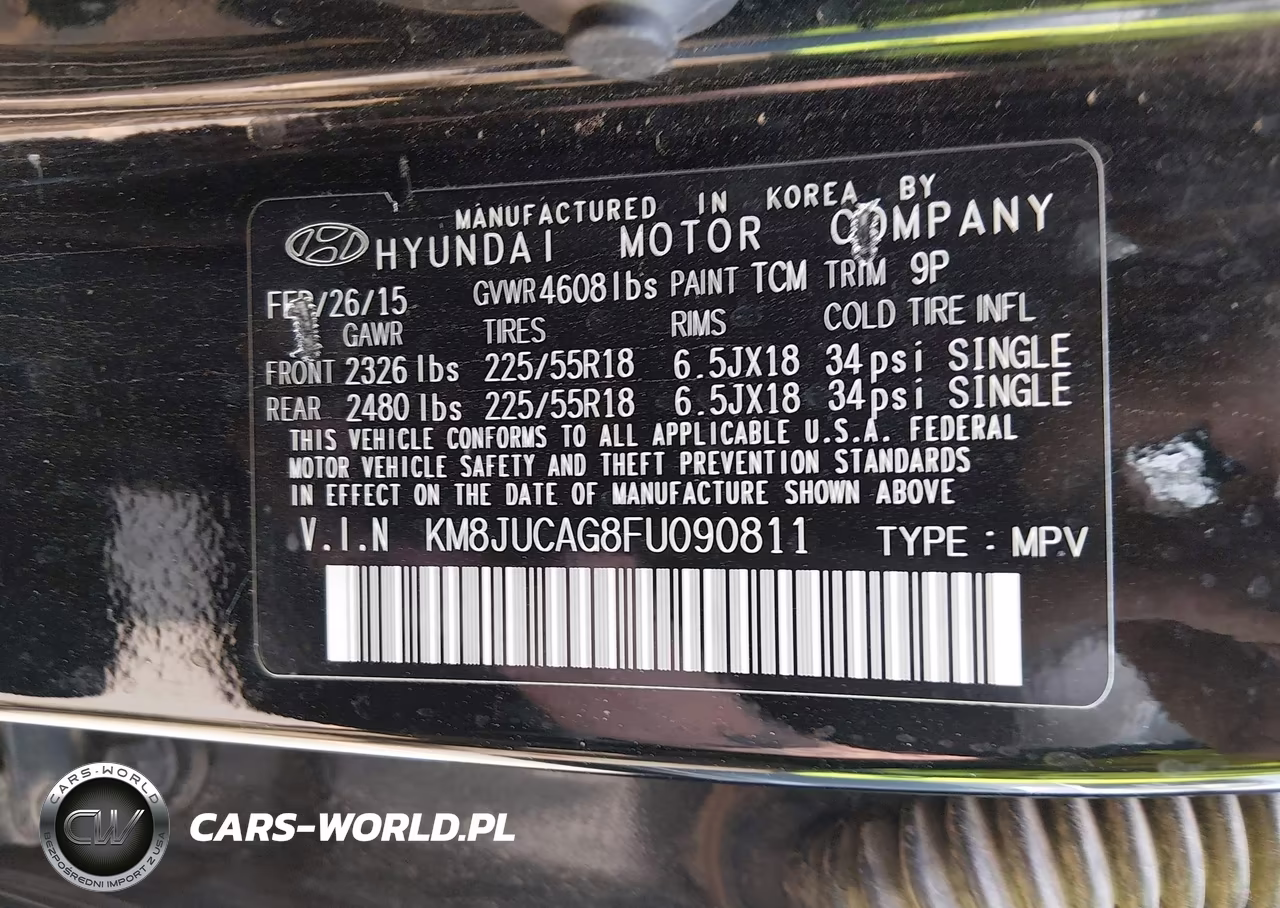 2015 Hyundai Tucson Limited VIN:KM8JUCAG8FU090811 - 9