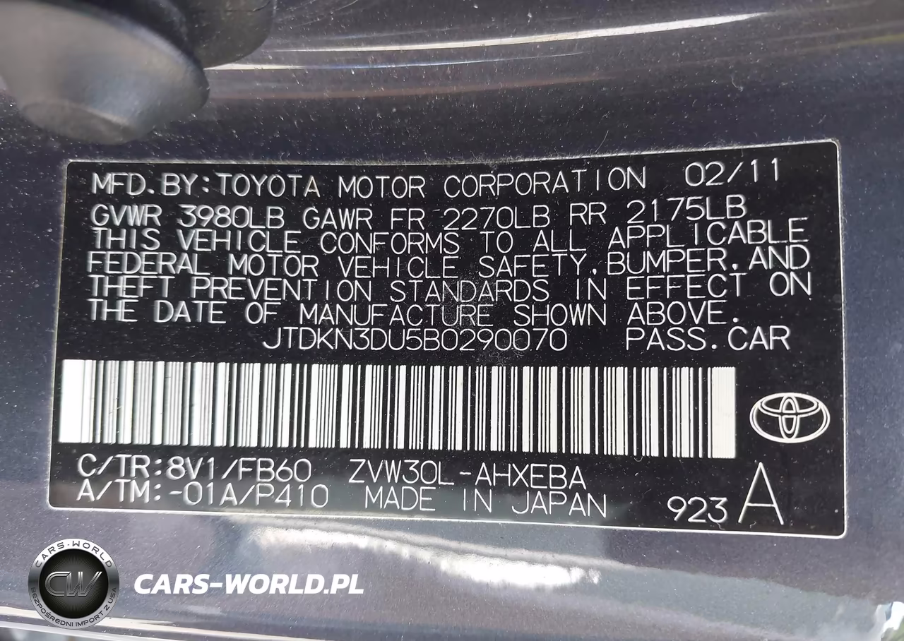 2011 Toyota Prius Two VIN:JTDKN3DU5B0290070 - 9