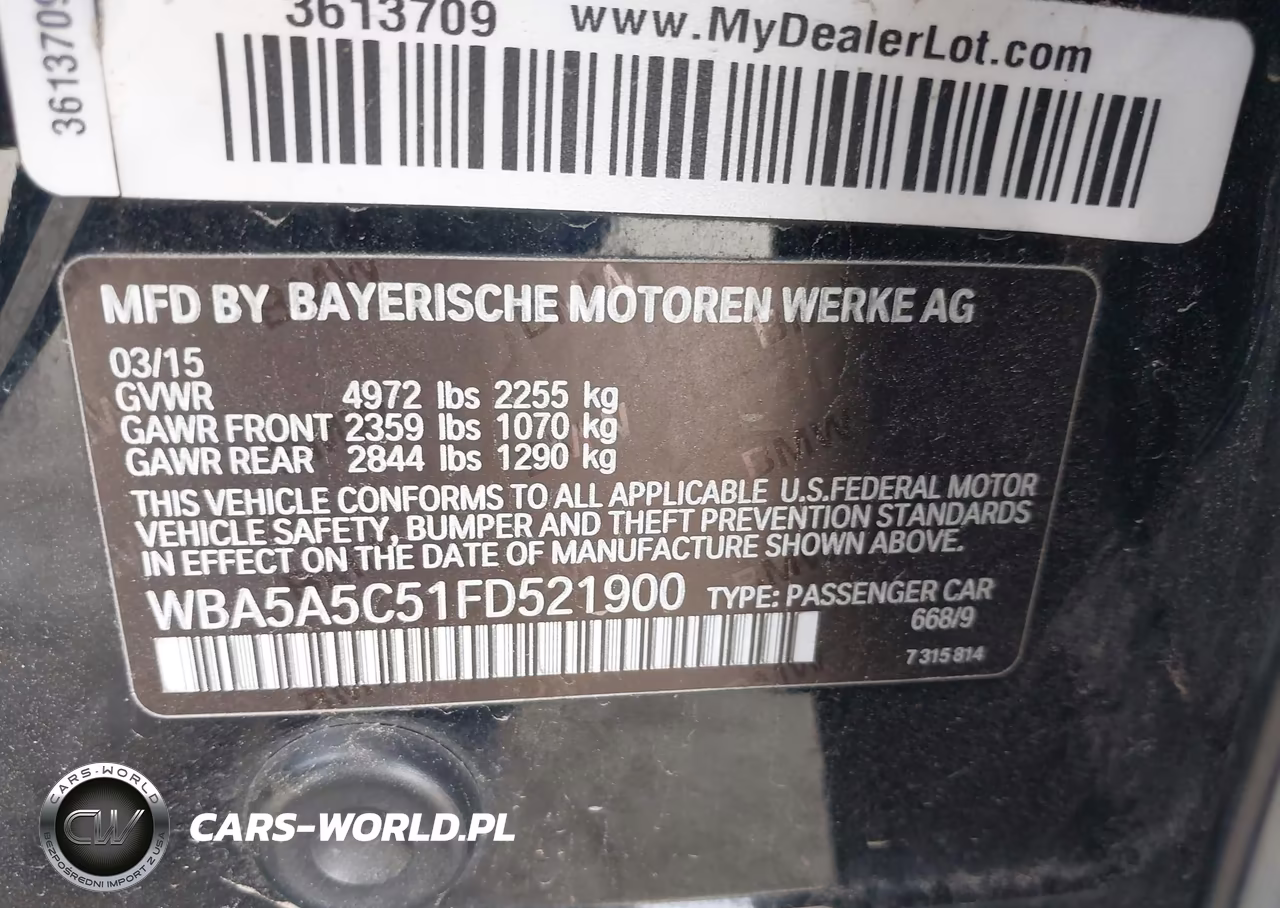 2015 BMW 528I VIN:WBA5A5C51FD521900 - 9