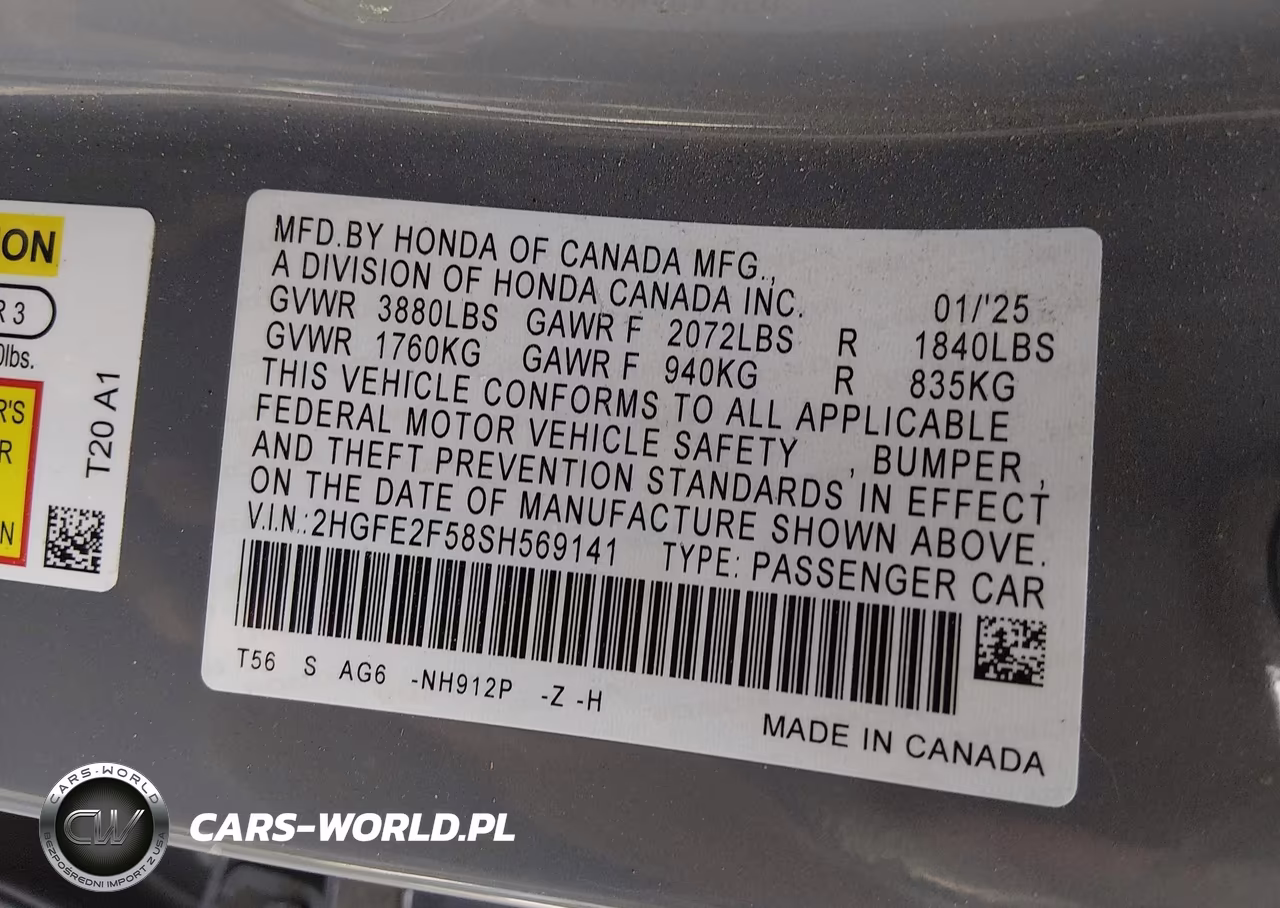 2025 Honda Civic Sport VIN:2HGFE2F58SH569141 - 9