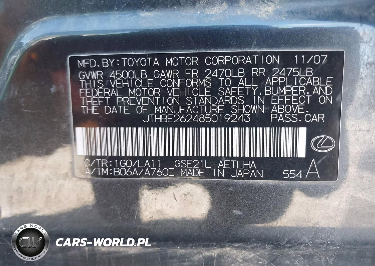 2008 Lexus Is 350 VIN:JTHBE262485019243 - 9