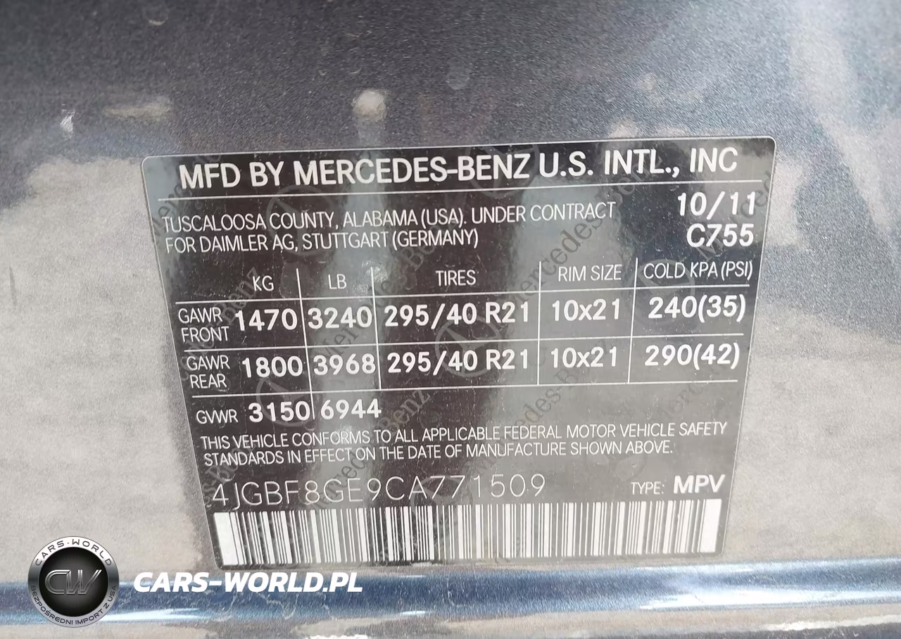 2012 Mercedes-Benz Gl 550 4Matic VIN:4JGBF8GE9CA771509 - 9