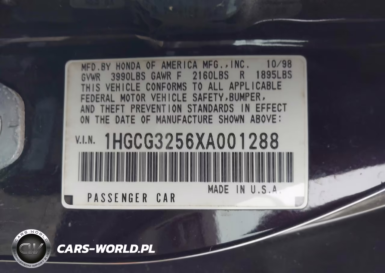 1999 Honda Accord Ex VIN:1HGCG3256XA001288 - 9