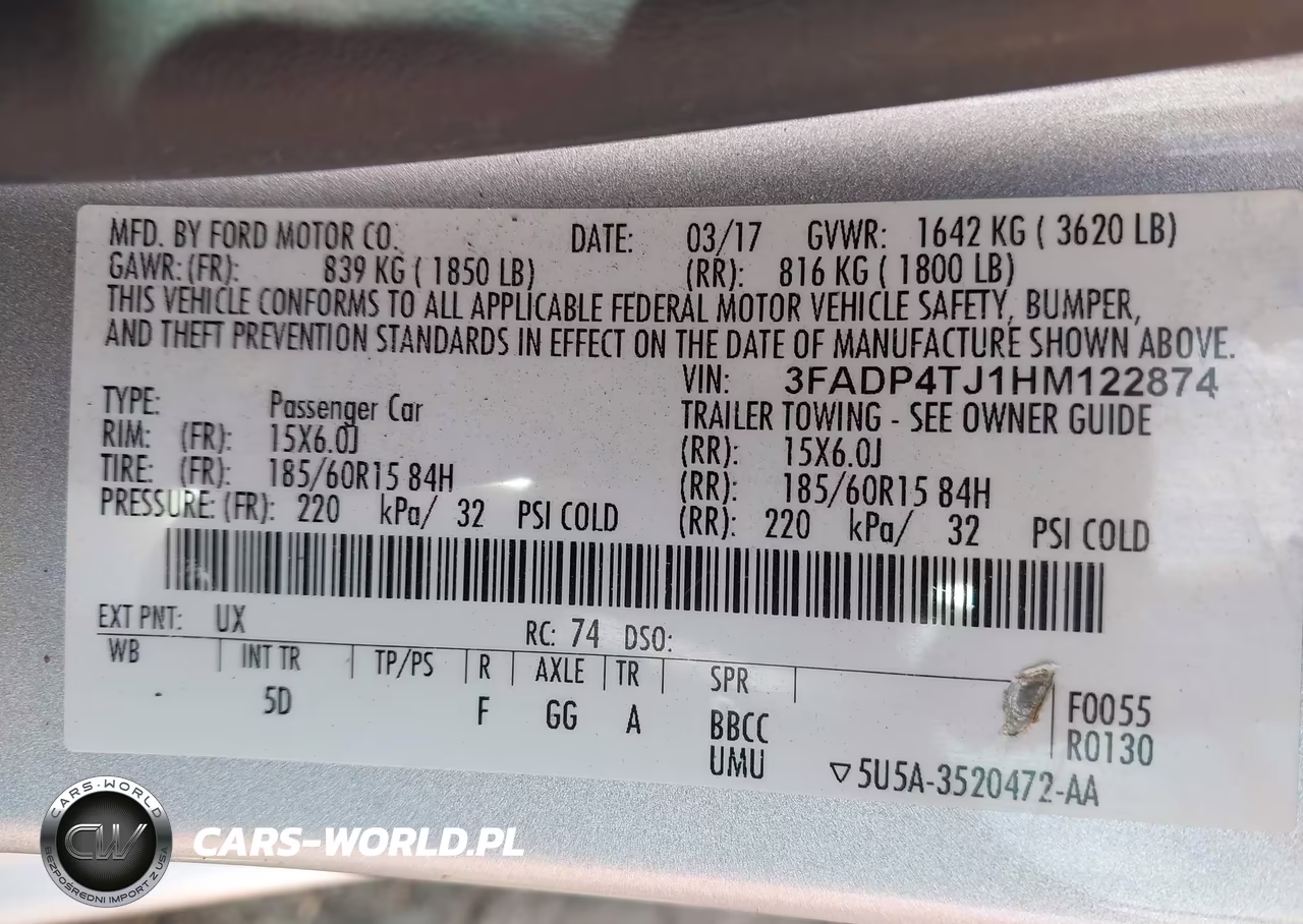2017 Ford Fiesta S VIN:3FADP4TJ1HM122874 - 9
