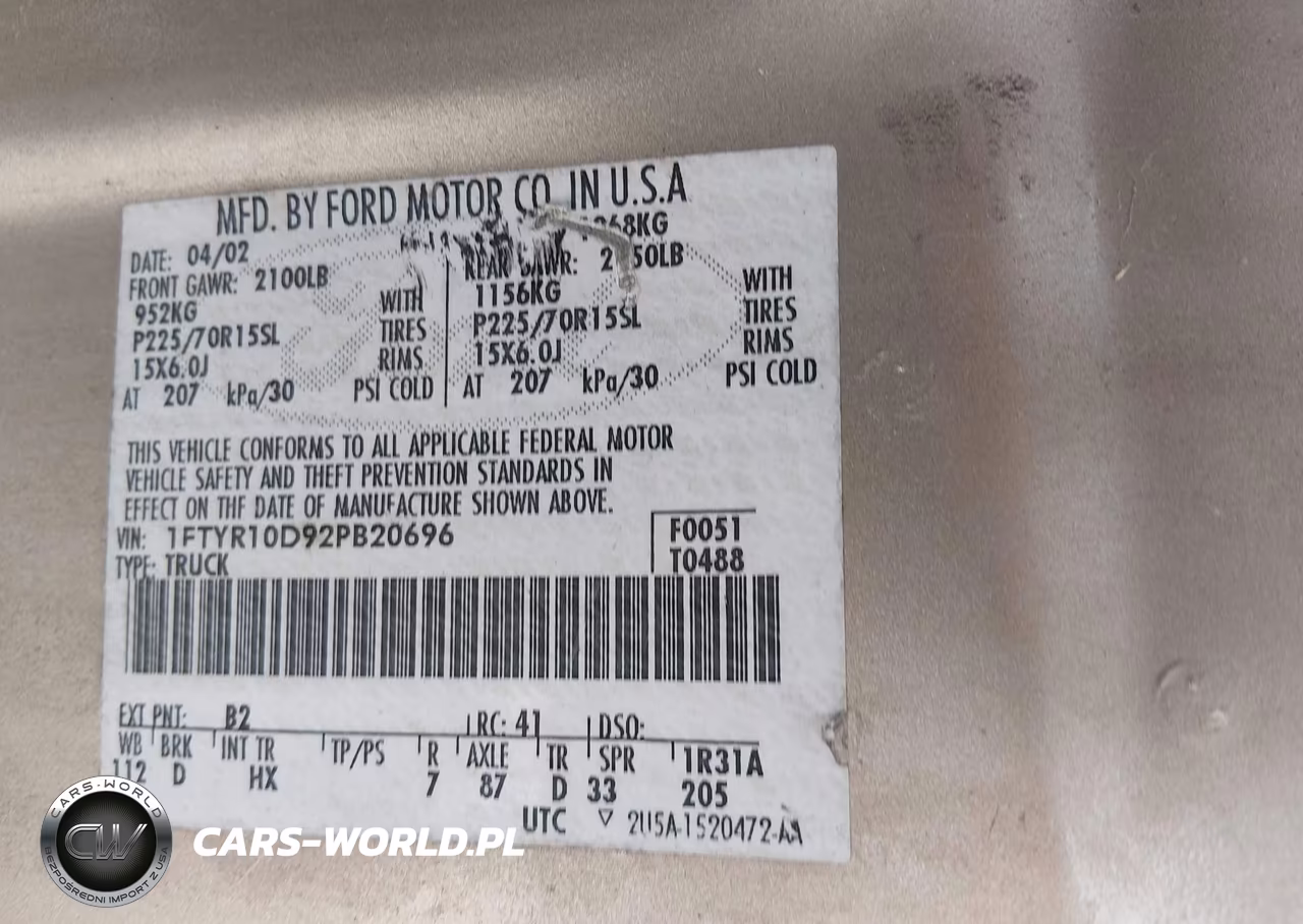 2002 Ford Ranger Xl-Xlt VIN:1FTYR10D92PB20696 - 9