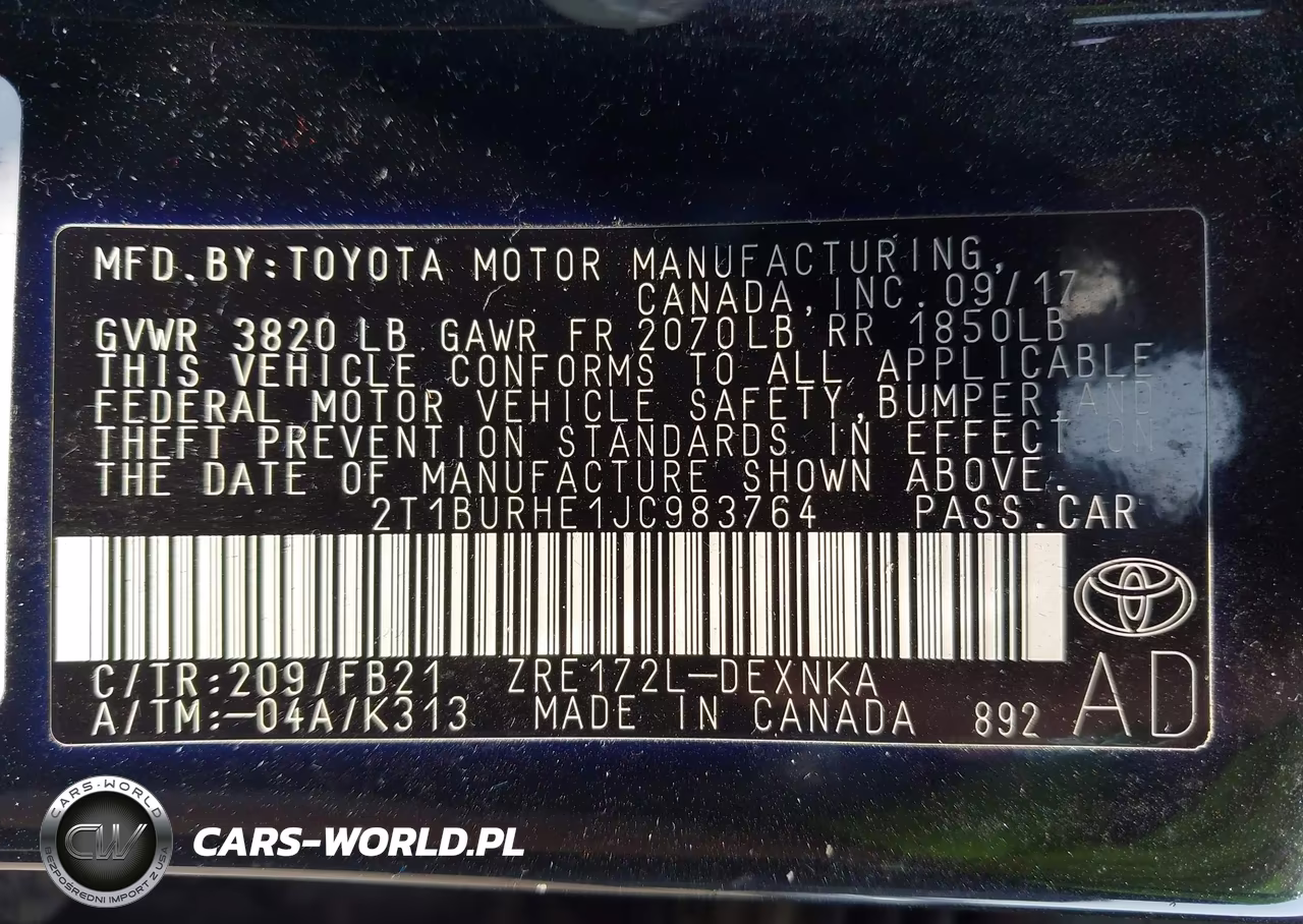 2018 Toyota Corolla Le VIN:2T1BURHE1JC983764 - 9