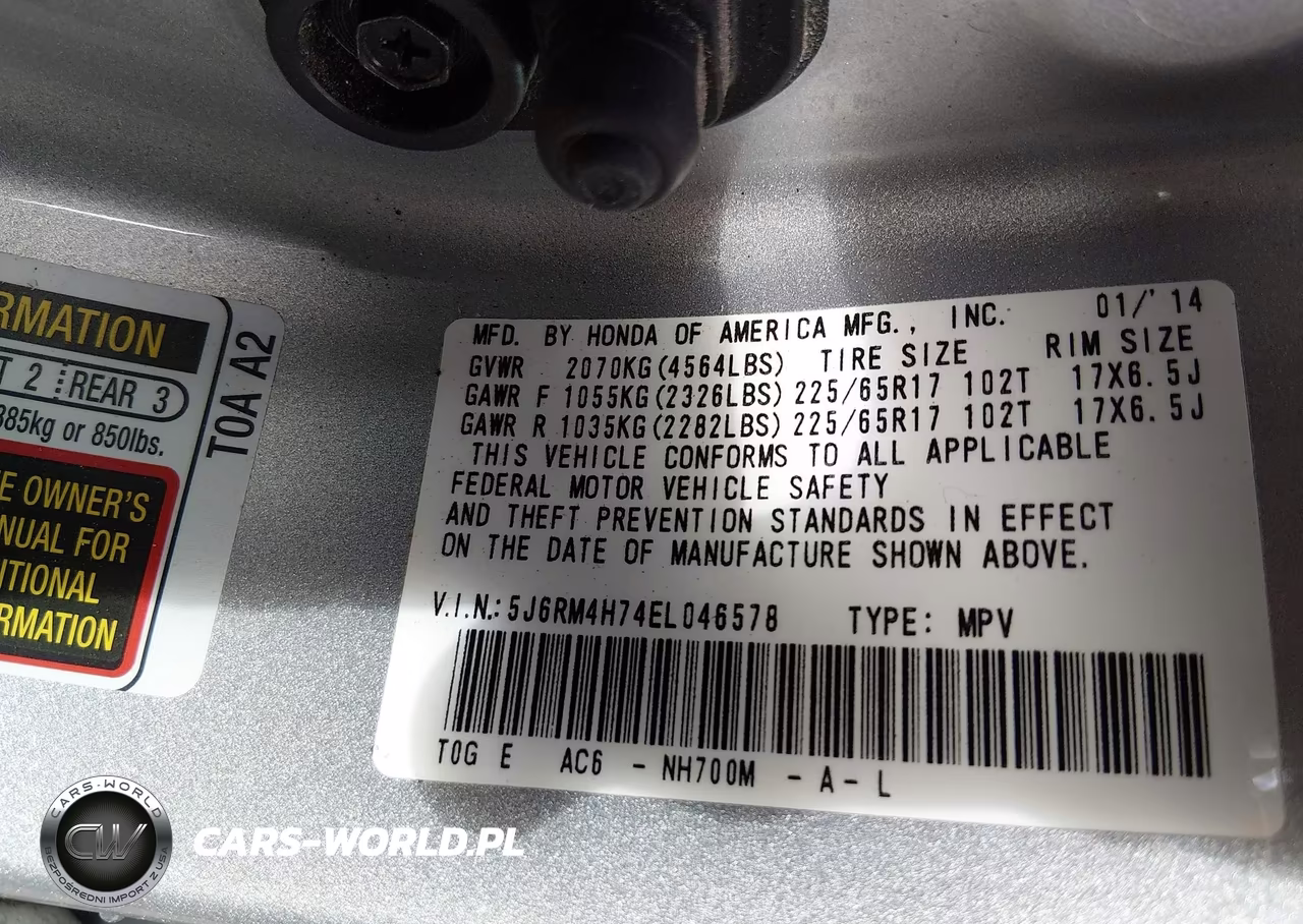 2014 Honda Cr-V Ex-L VIN:5J6RM4H74EL046578 - 9