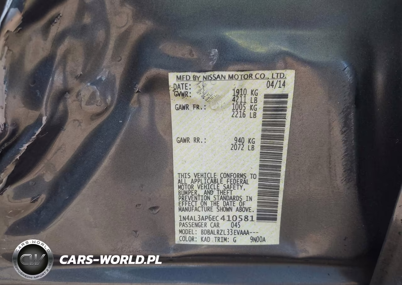 2014 Nissan Altima 2.5-2.5 S-2.5 Sl-2.5 Sv VIN:1N4AL3AP6EC410581 - 9
