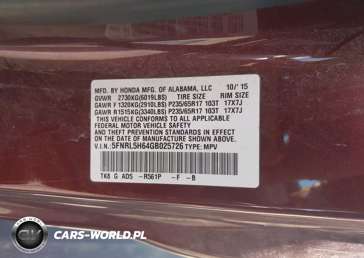 2016 Honda Odyssey Ex-L VIN:5FNRL5H64GB025726 - 9