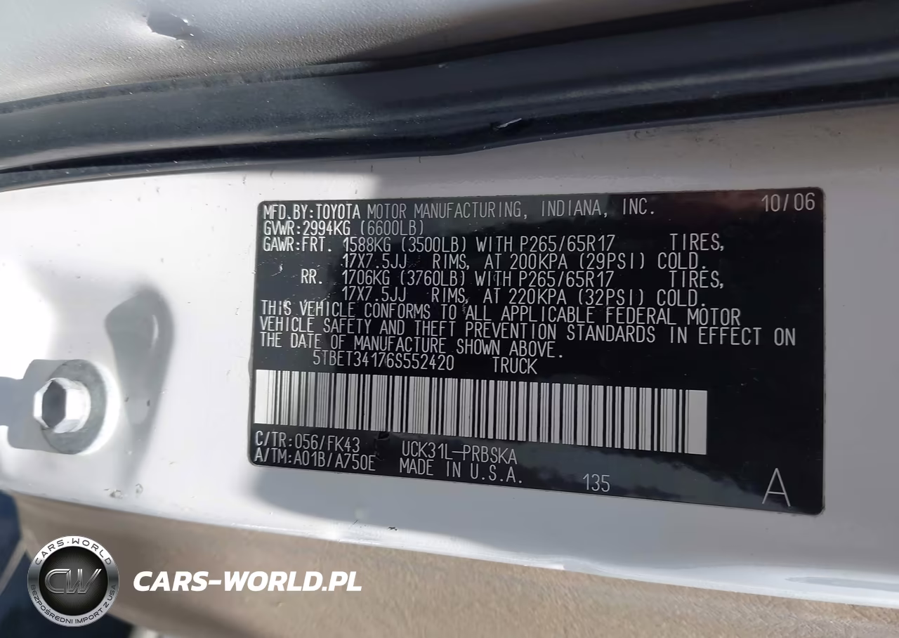 2006 Toyota Tundra Sr5 V8 VIN:5TBET34176S552420 - 9