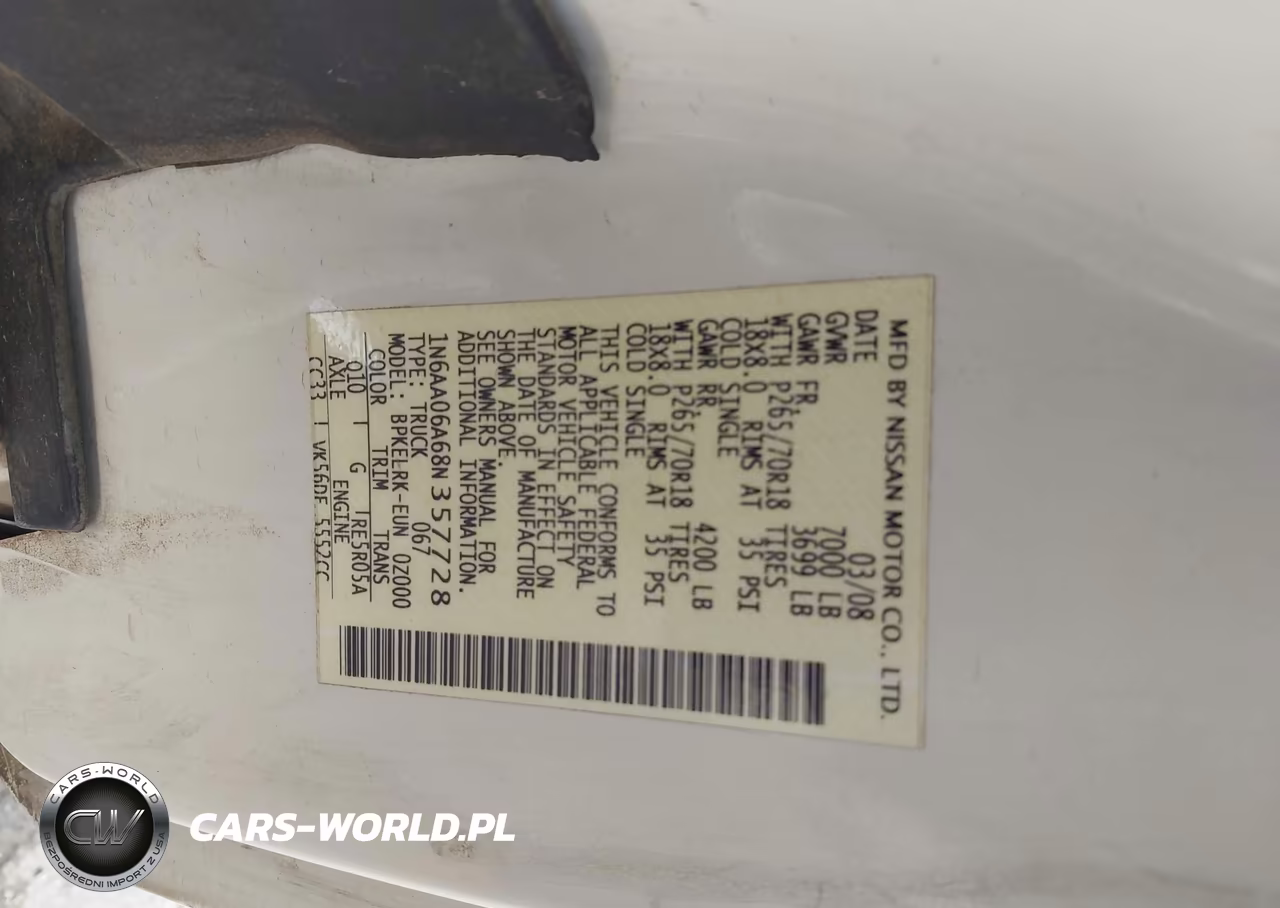 2008 Nissan Titan Le-Se-Xe VIN:1N6AA06A68N357728 - 9