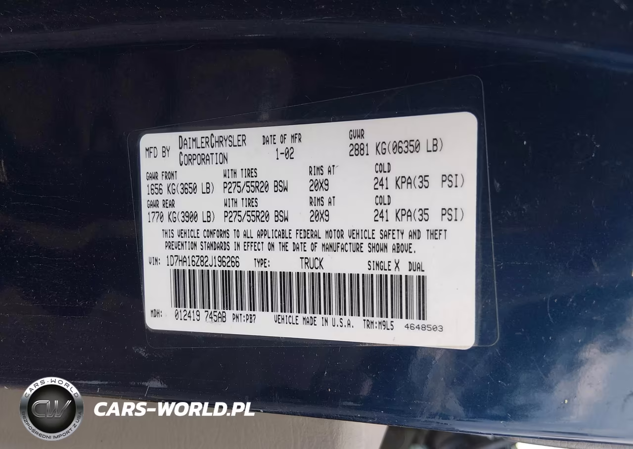 2002 Dodge Ram 1500 St VIN:1D7HA16Z82J196266 - 9