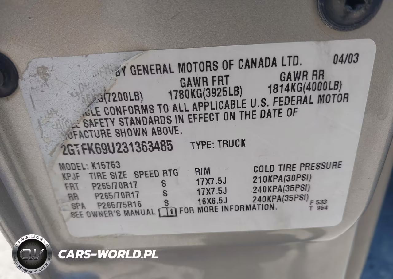 2003 GMC Sierra 1500 Denali VIN:2GTFK69U231363485 - 9
