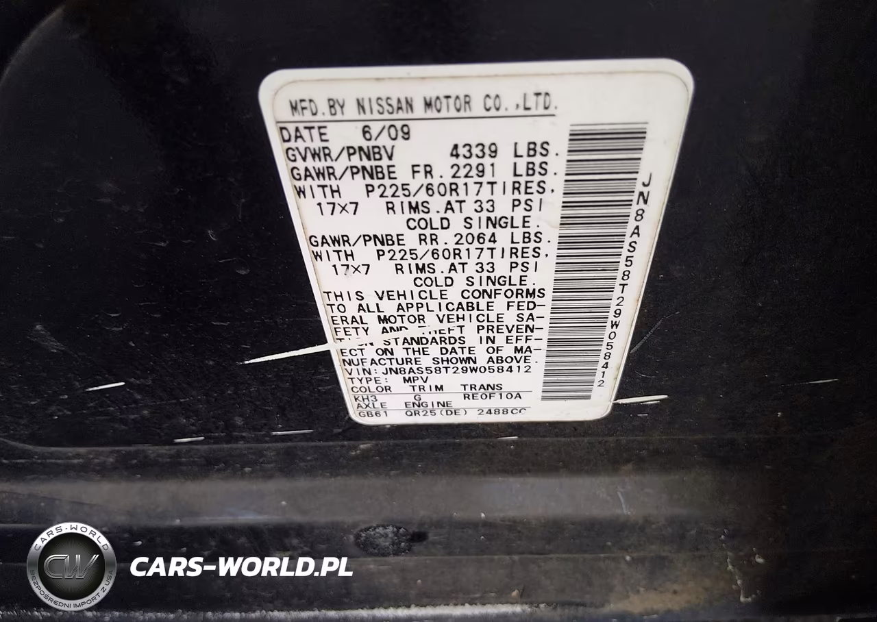 2009 Nissan Rogue Sl VIN:JN8AS58T29W058412 - 9