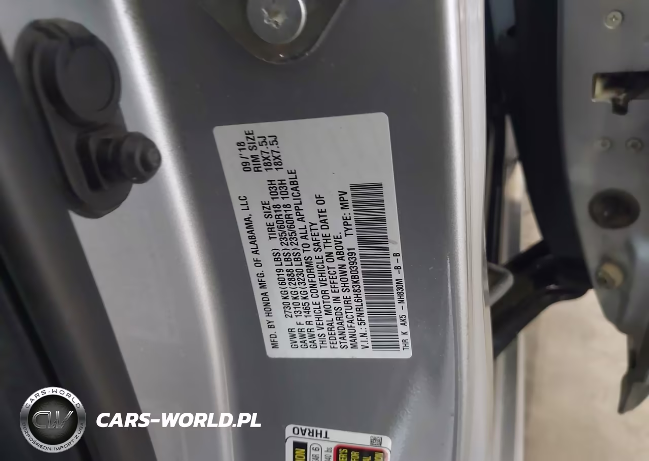 2019 Honda Odyssey Touring VIN:5FNRL6H83KB039391 - 9