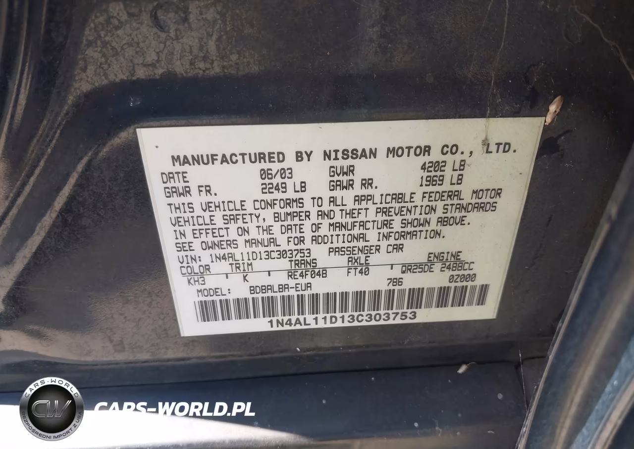 2003 Nissan Altima 2.5 S VIN:1N4AL11D13C303753 - 9