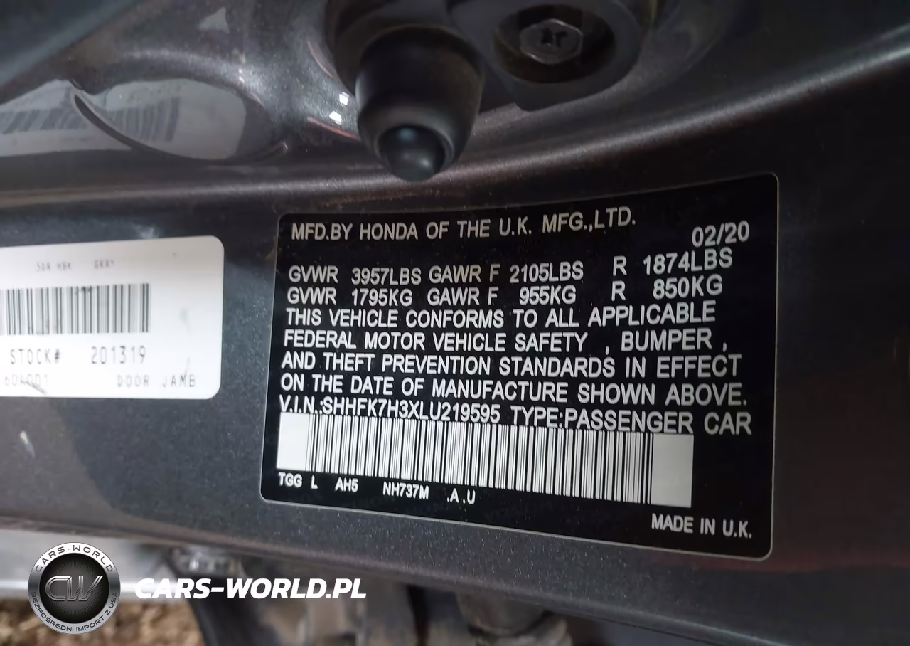 2020 Honda Civic Lx VIN:SHHFK7H3XLU219595 - 9