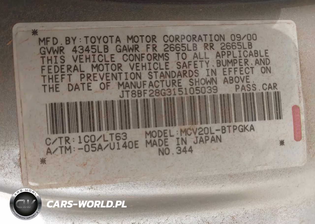2001 Lexus Es 300 VIN:JT8BF28G315105039 - 9