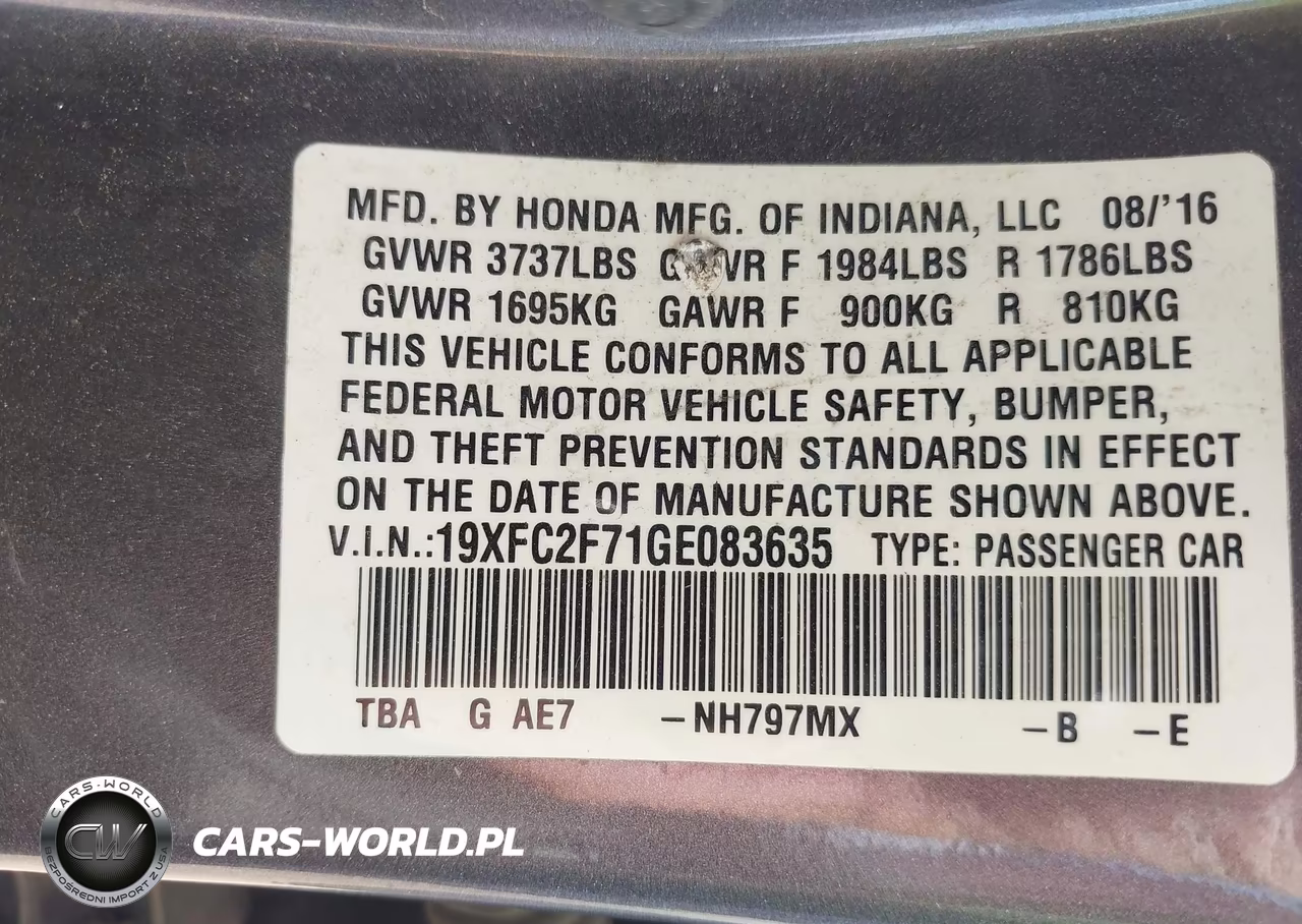 2016 Honda Civic Ex VIN:19XFC2F71GE083635 - 9