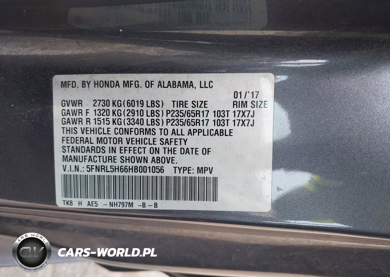 2017 Honda Odyssey Ex-L VIN:5FNRL5H66HB001056 - 9