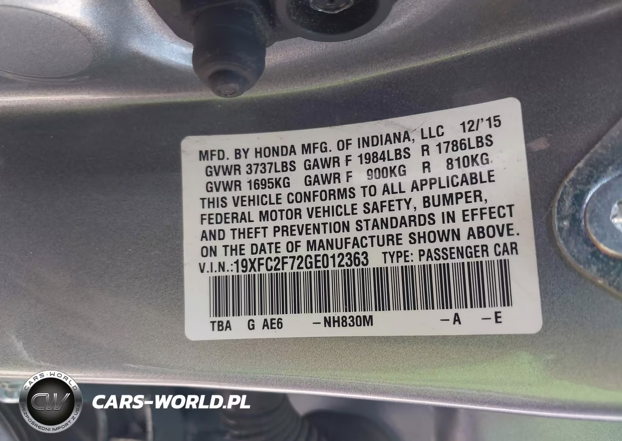 2016 Honda Civic Ex VIN:19XFC2F72GE012363 - 9