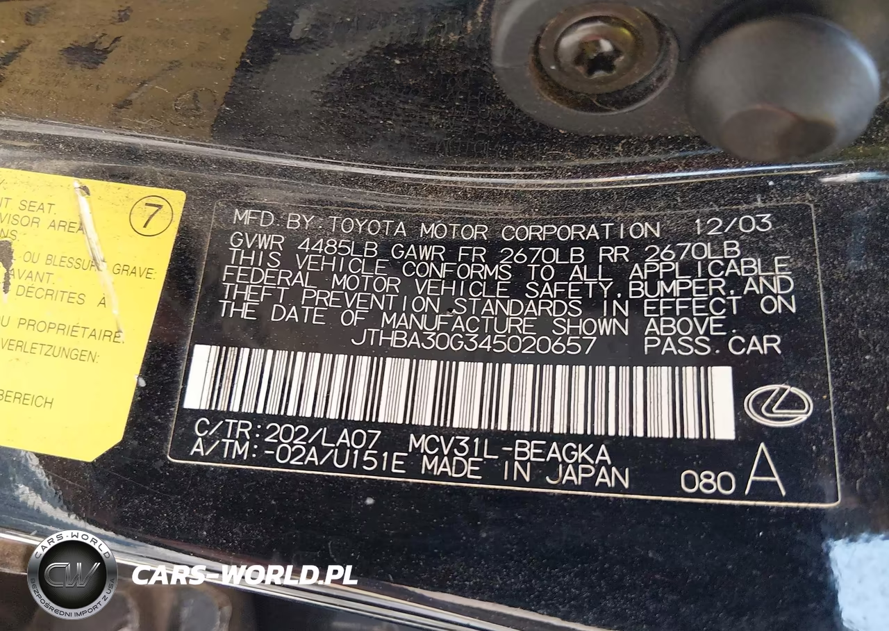 2004 Lexus Es 330 VIN:JTHBA30G345020657 - 9