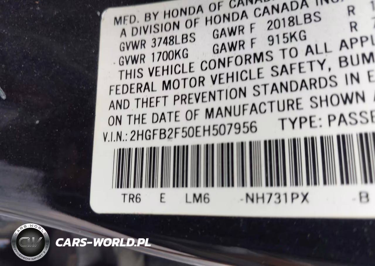 2014 Honda Civic Lx VIN:2HGFB2F50EH507956 - 9