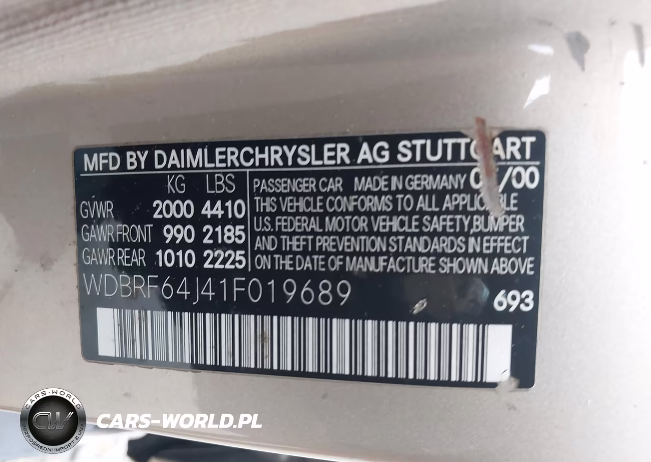 2001 Mercedes-Benz C 320 VIN:WDBRF64J41F019689 - 9