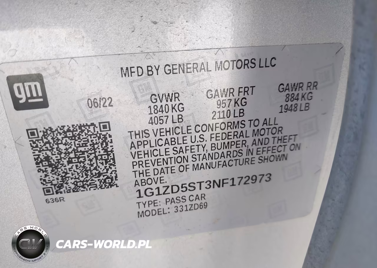 2022 Chevrolet Malibu Fwd Lt VIN:1G1ZD5ST3NF172973 - 9